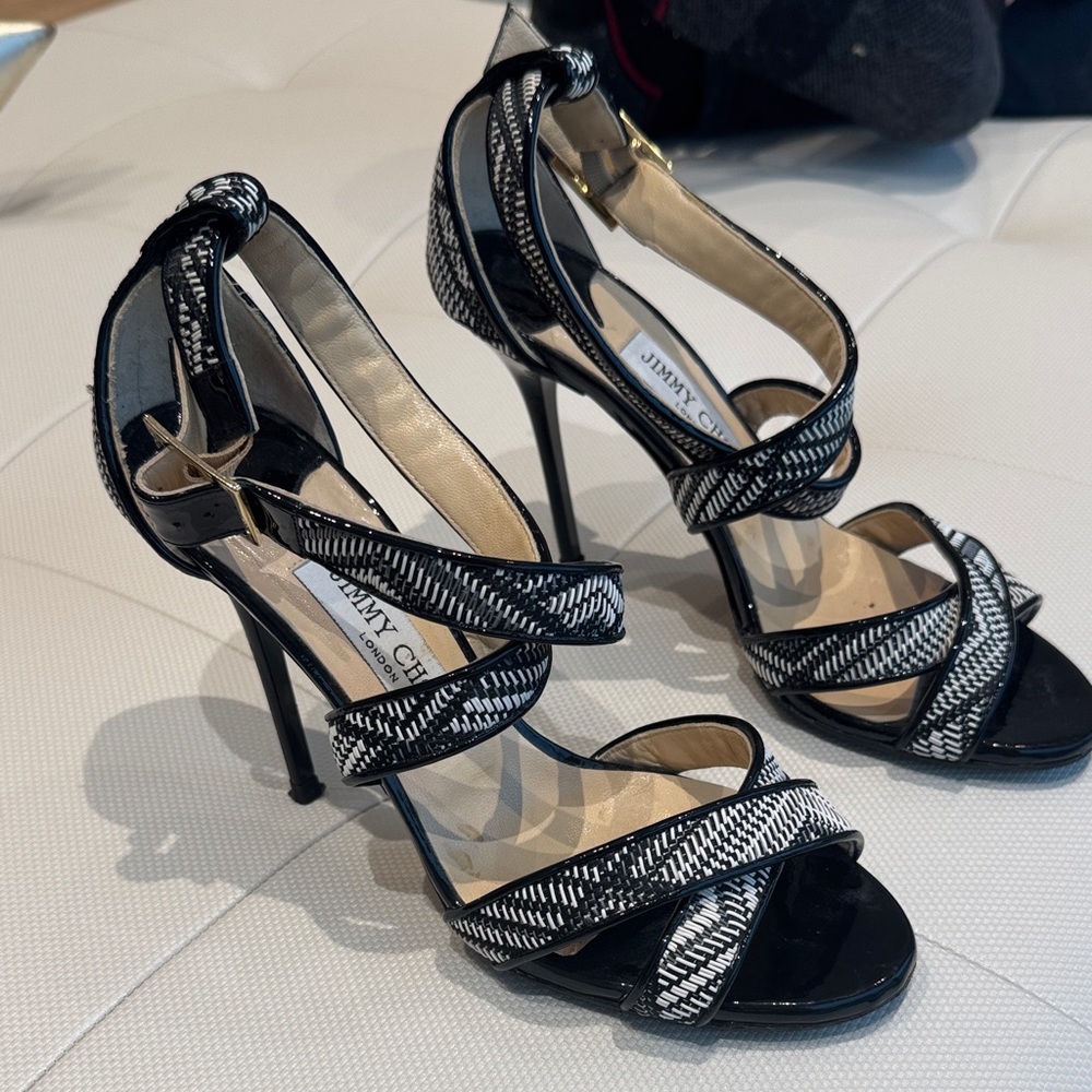 Jimmy Choo Strappy Black and White Heels